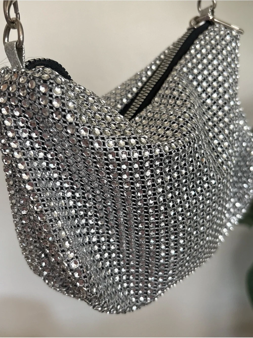 Silver Rhinestone Evening Shoulder Bag - Picture 1 of 6